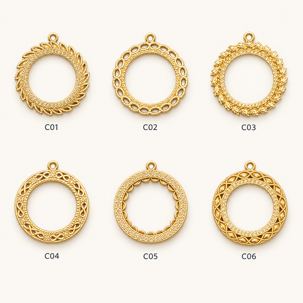 C01–C06 çerçeve seçenekleri — katalog levhası